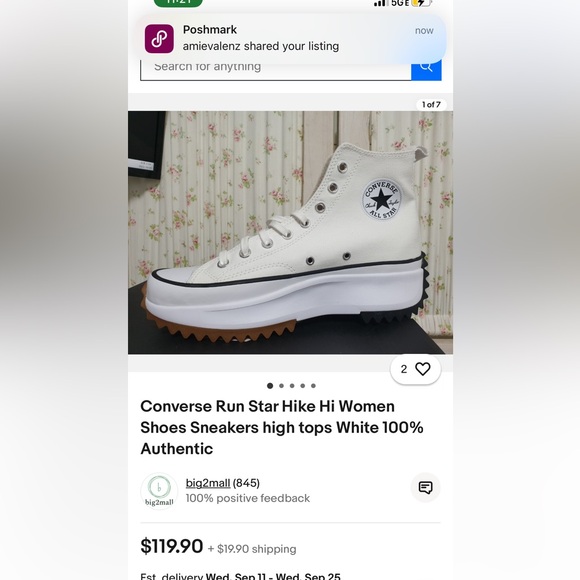 Converse Run Star Hike Hi Women Shoes Sneakers high tops White 100% Authentic - Picture 12 of 12